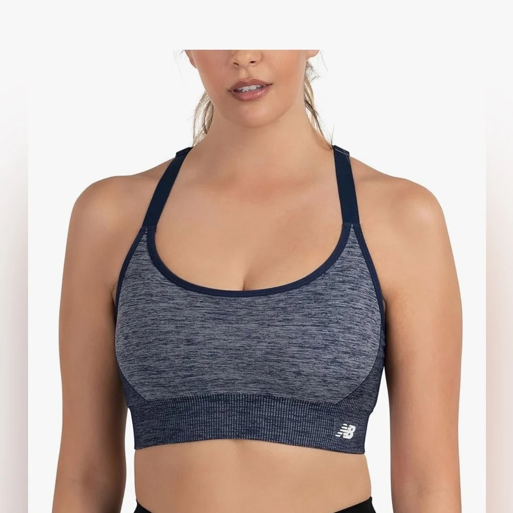 New Balance NB NEW Seamless Large Padded Black Sports Bra Workout Yoga Top